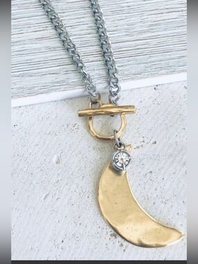 Crescent moon toggle necklace